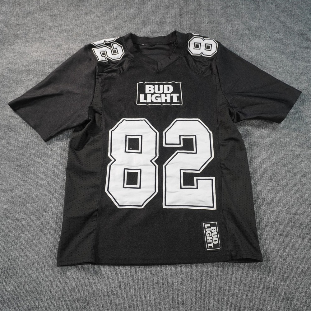 Bud Light Football Jersey Mens Large Black White 82 Mesh Promo Shirt